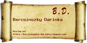 Bercsinszky Darinka névjegykártya
